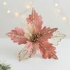 2Pcs/set Glitter Artificial Christmas Flowers Simulation Xmas Tree Ornaments  Christmas