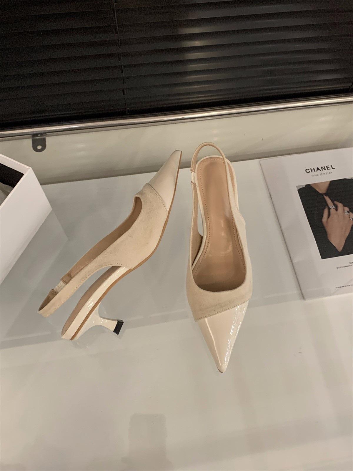 

Остроносые туфли на высоком каблуке, розовые сандалии с бантом, туфли феи 2025 новая весна-лето французский темперамент лоскутные одинарные туфли 39