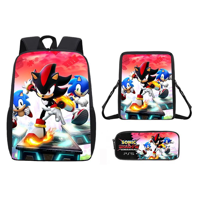Children Cartoon Pattern Breathable Backpack Three Piece Set