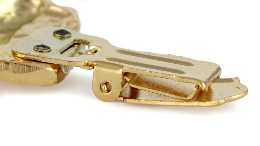 Bull Terrier, Bully – Brooch with a clip, gold-plated holder for a race number | Art-Dog