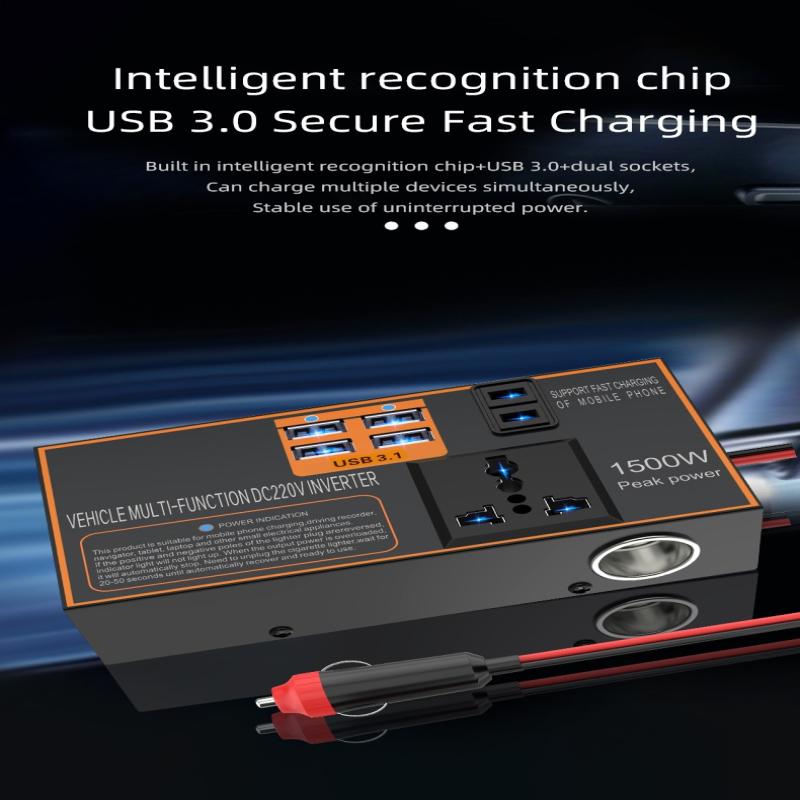Car Inverter Dc12V/24V To 220V Quick Charging Cigar Lighter Socket Power Adapter Converter Usb Fast Charging Vehicles Inverter