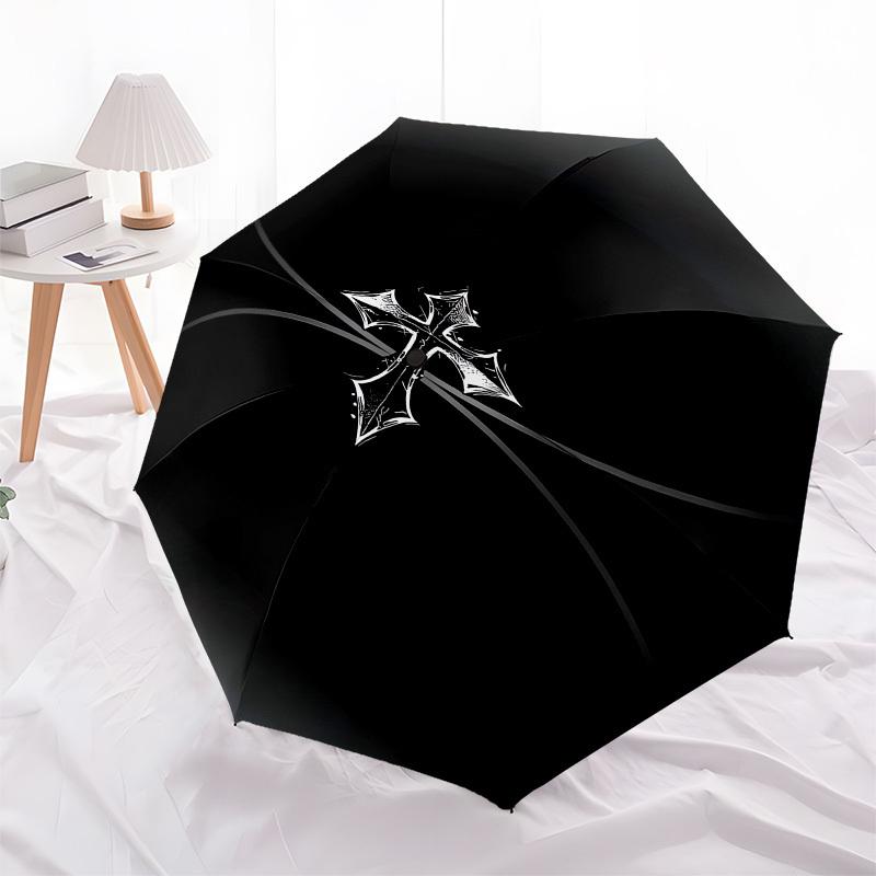 1pc Black Basketball with Cross Design Umbrella with Plastic Handle,Suitable for All Seasons UmbrellaPT541