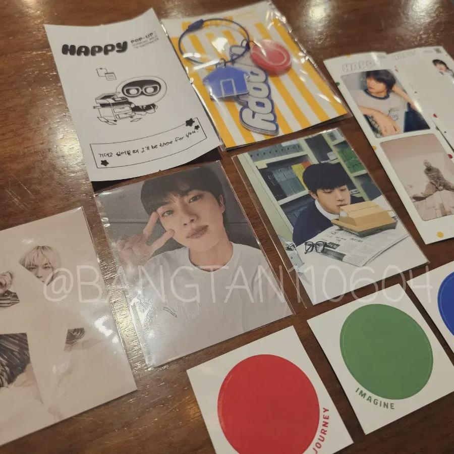 

Бонусная фотокарточка «Bulletproof Jin Happy Pop-up Purchase», набор наклеек для фотобудки и т. д.