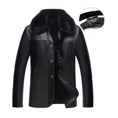 Dad Lederjacke Herrenmantel, Winter Samt verdickte mittleres Alter und ältere Lauf Jianghu Straßenstand Lederjacke