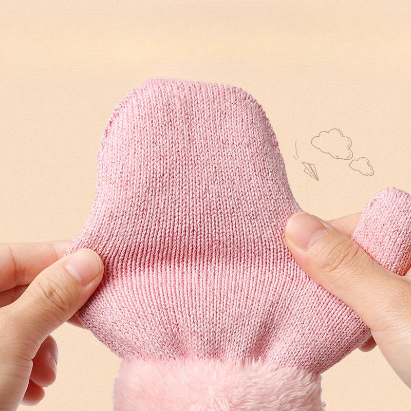 Children's Knitted Hat Gloves Two Piece Set Thickened Cold Proof Wool Hat Winter Windproof Ear Warm Set