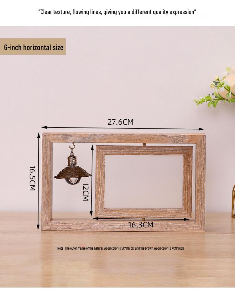 Modern Rotating Double-Sided Photo Frame: 6-inch/7-inch, Personalized Album, Couples Gift, Wooden Ornament
