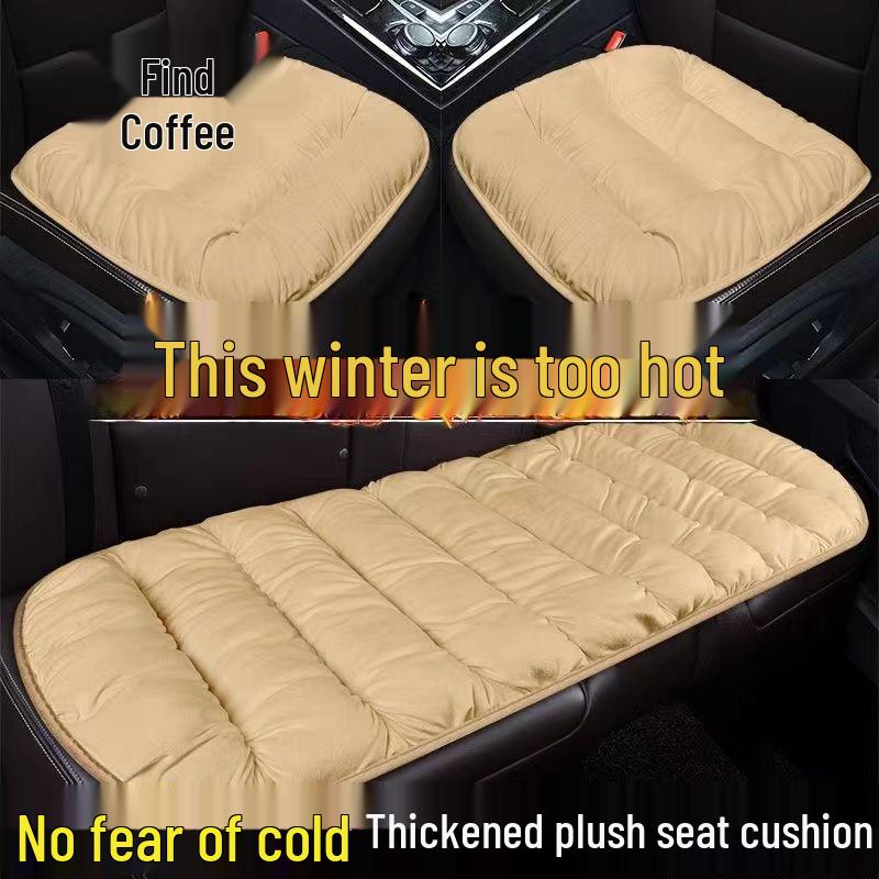 Winter Plush Car Seat Cushion, Single Piece, Non-Backrest, Soft Three-Piece Set for Rear Seat Warmth.
