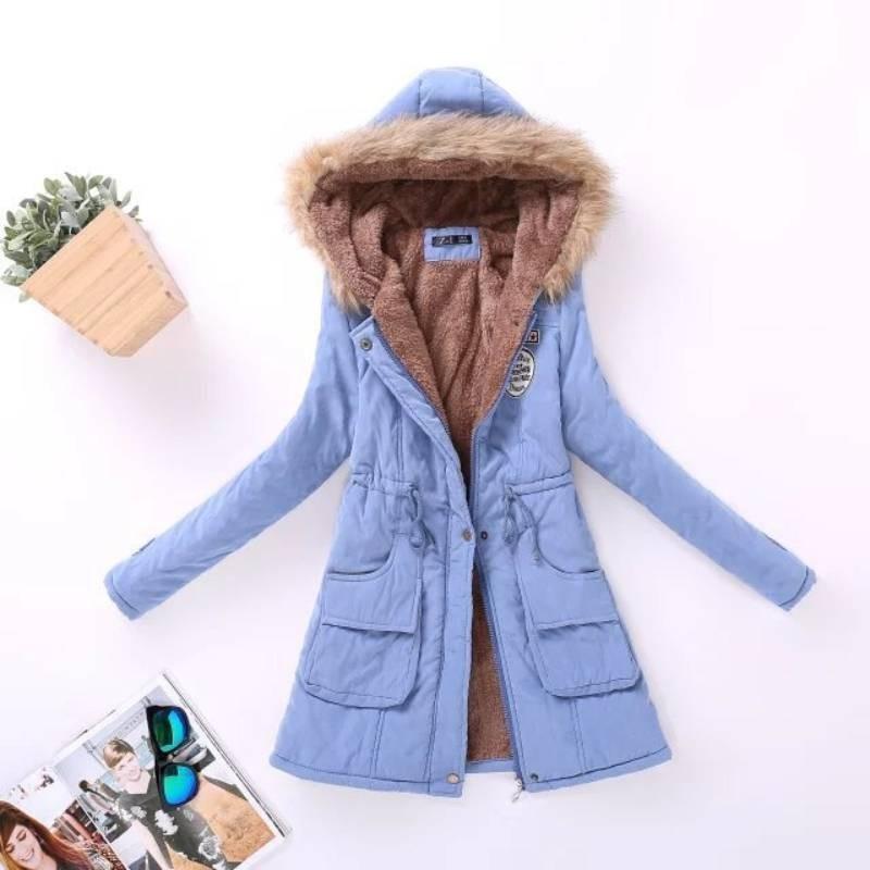 New Women's Warm Cotton Jacket With Fur Collar Hooded Parka For Winter
