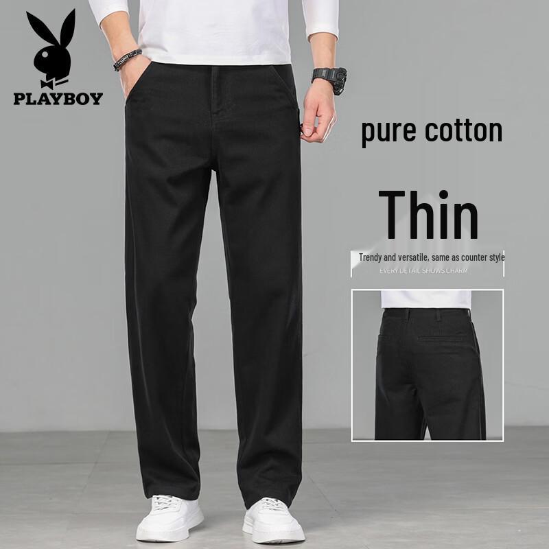PLAYBOY Men's Cotton Straight Fit Casual Trousers