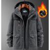 Herren Winterjacke mit Kapuze, dicker Parka-Mantel mit Fleece-Futter und mehreren Taschen