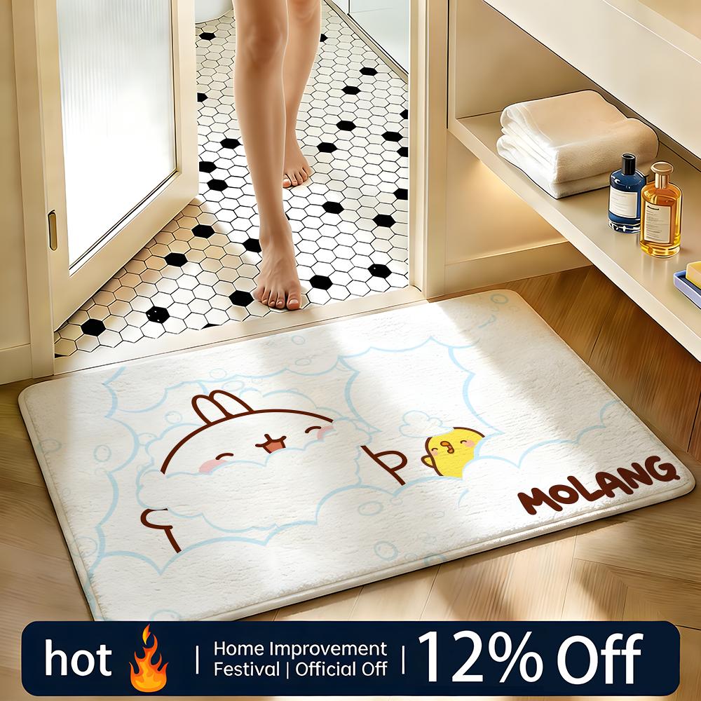 Soft Absorbent Non-Slip Rug Character Molang Floor Mat Home Decor Doormat Bedroom Floor Mat Shower Carpet