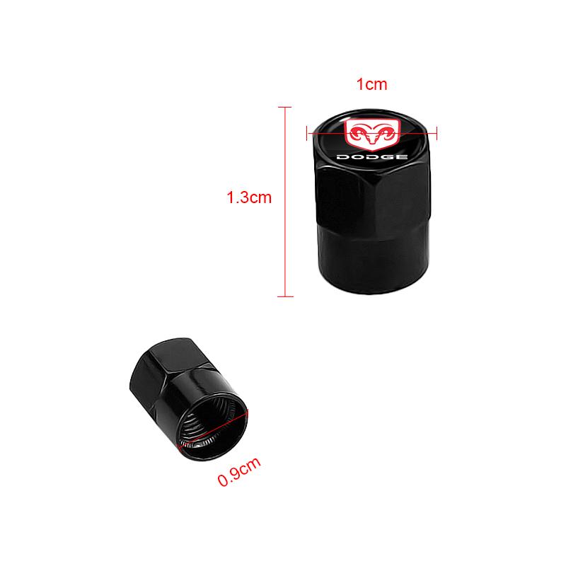 4pc Car Wheel Tire Valve Caps Tyre Stem Covers Airdust Waterproof for Dodge SXT Challenger Charger RAM 1500 Stratus Dart Dakota Charger Avengr Durango