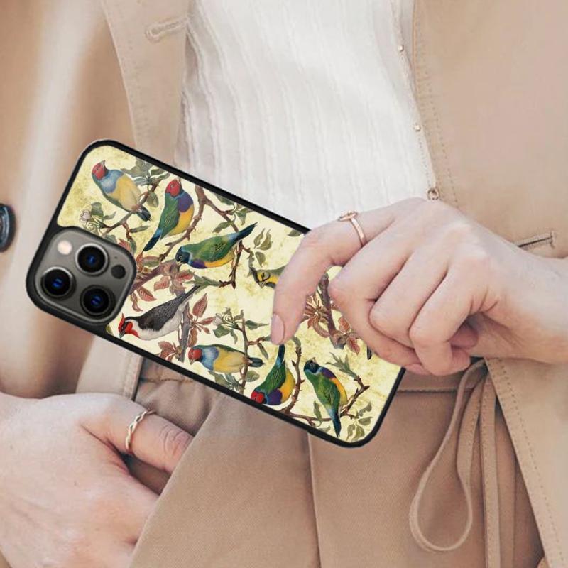 

Garden Birds Vintage Tropical FLORAL Magnetic Phone Case For APPLE iPhone 17 Air 16 14 13 12 Pro Max 15 Plus MagSafe Cover iPhone 14