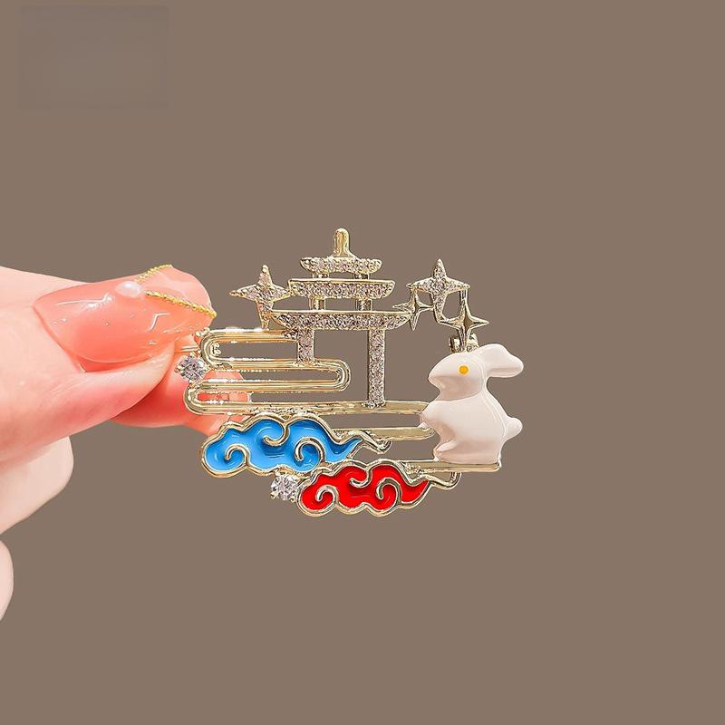 Κομψή καρφίτσα με λουλούδι παιώνιας - Ρετρό εθνικό στυλ, Προηγμένο αξεσουάρ καρφίτσας για Τσέονγκσαμ και Χάνφου