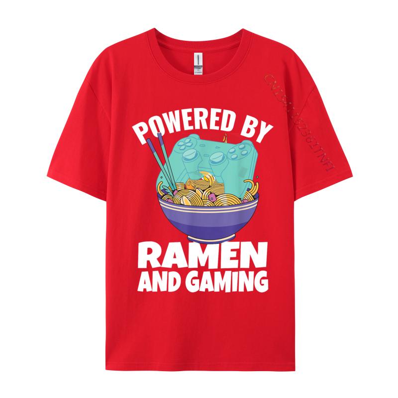 Powered By Ramen And Gaming Gamer Family Cotton Men's Top T-shirts Design Tops Tees Designer Tops Shirt Drop Shipping
