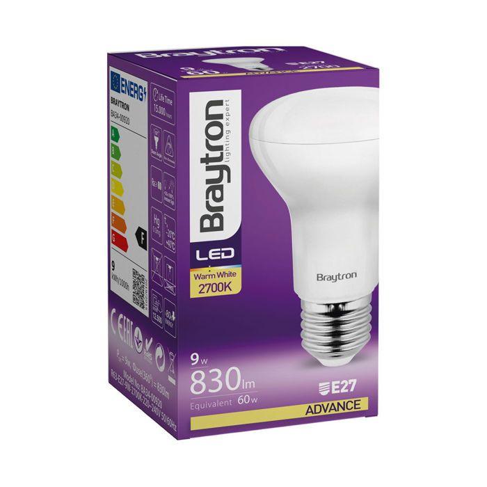 Ampoule LED R63 E27 9W 830lm 3000K – Braytron