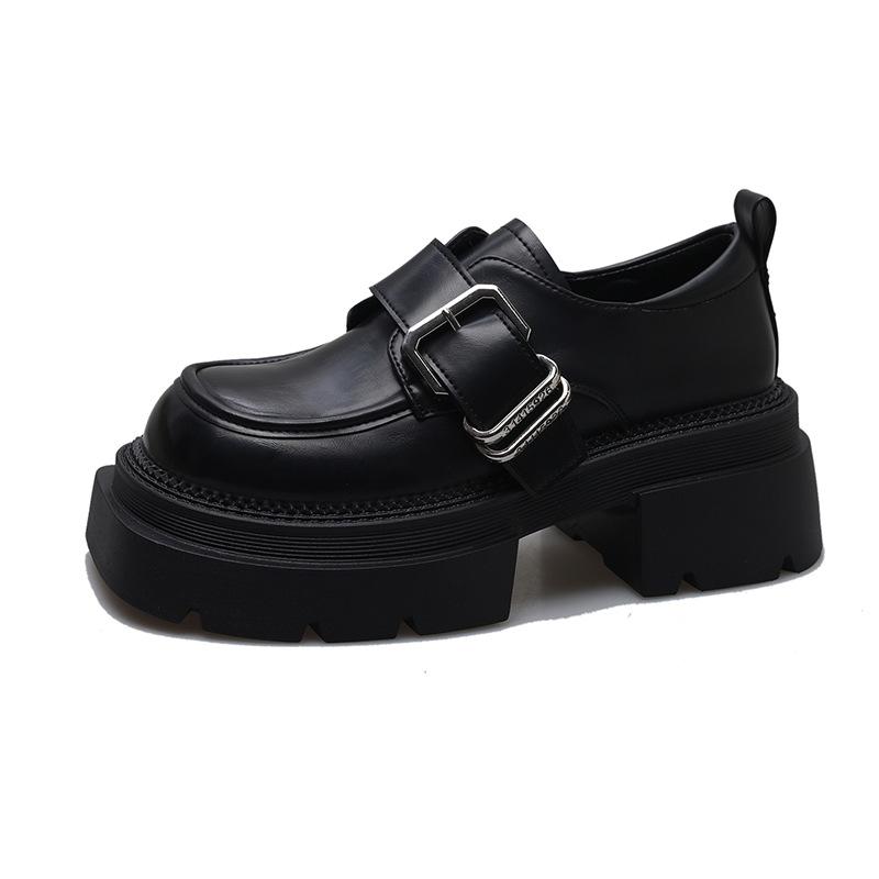 New Versatile Height-increasing Round-toed Thick-soled Loafers Single Shoes