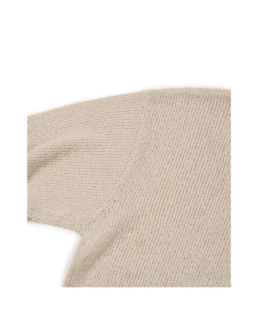 Etce Damaged Crop Net Knit Zip Up (Ivory)