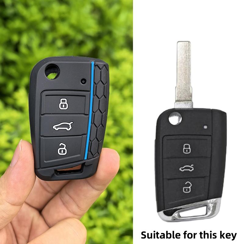 Car Silicone Key Case Cover for VW Volkswagen Golf 7 MK7 Tiguan MK2 T-roc T-cross Skoda Octavia Kodiaq Karoq Seat Ateca Leon Fob