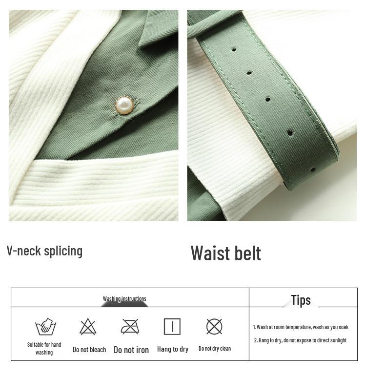 Spring 2024 Trendy Women's A-Line Dress: Long-Sleeved, Waist-Slimming with Large Swing Skirt