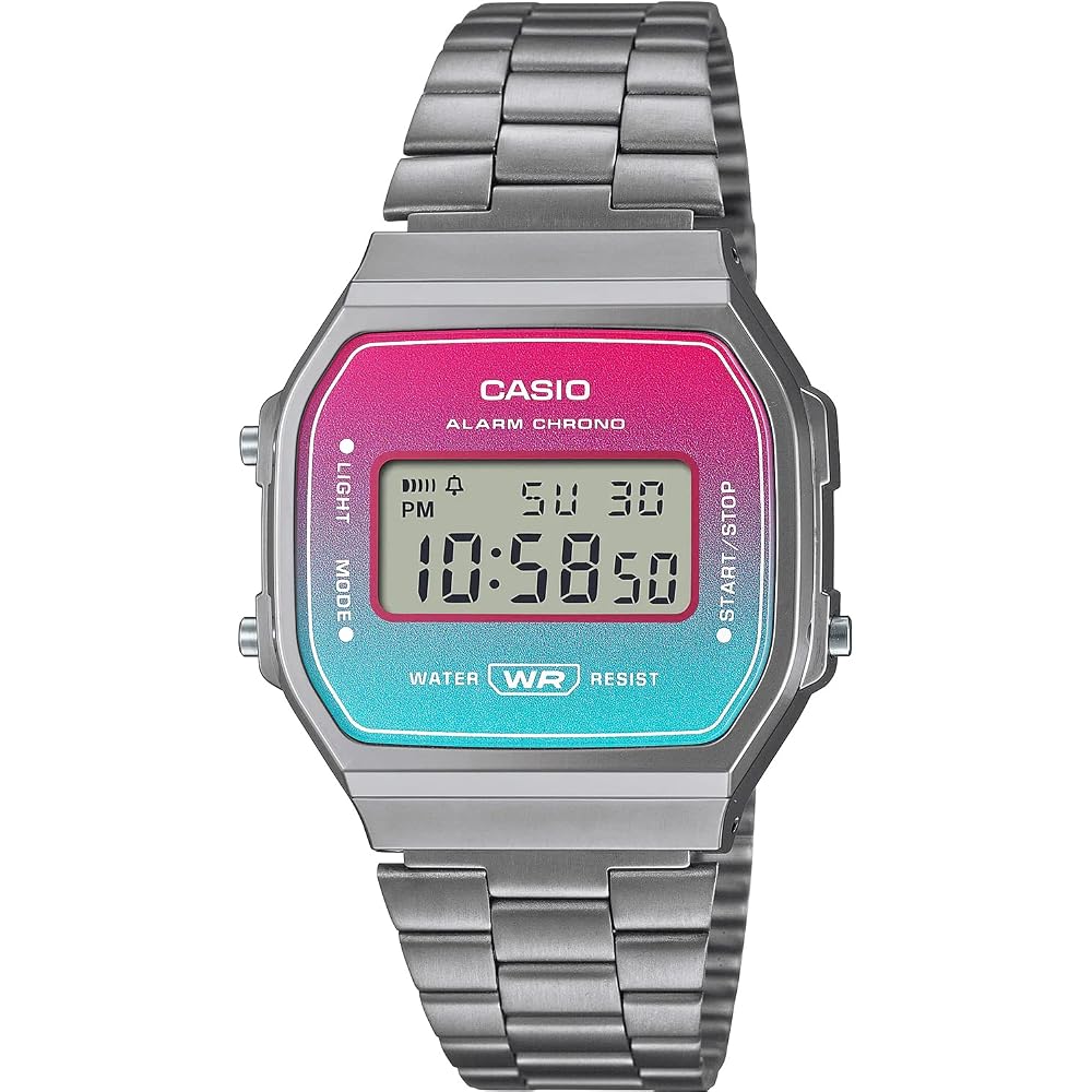 [Casio] CASIO Digital Watch Vintage Series Gradient Color A168WERB-2A Men s Women s Kids Metallic Gray Overseas Model [Parallel Import]