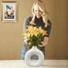 Modern Minimalist Donut-Shaped Vase-Durable Plastic Construction,Easy-Clean White Decorative Vase for Living Room,Bedroom,Office