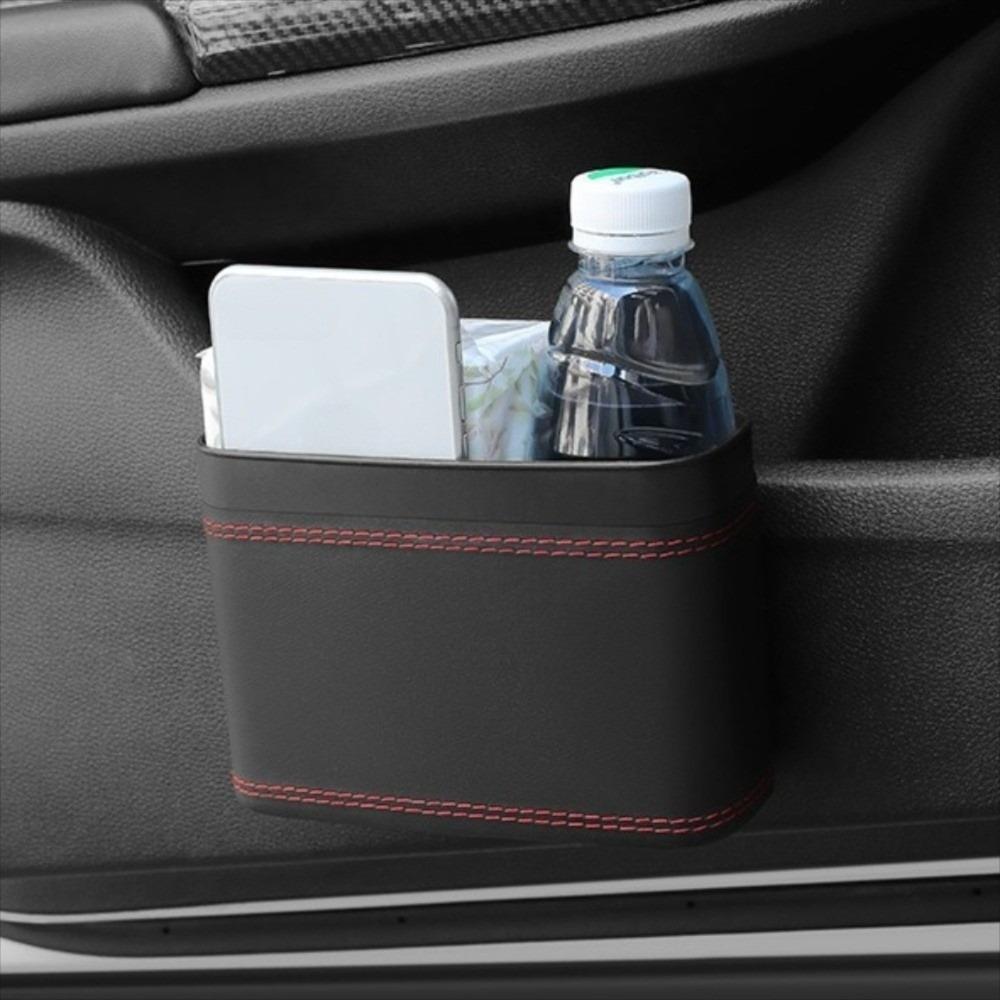 Multi-functional Car Press-down Storage Box PU Leather Hanging Storage Bin  for Wet and Dry Use