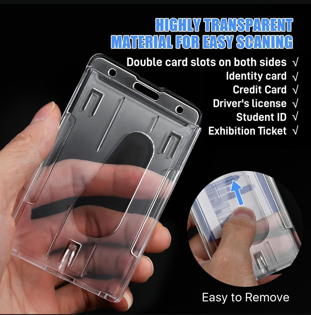 Transparent Cards Slots ID Tag Badge Holder with Badge Reel Cards Storage Organizer Employee Pass Work Card Case Sleeve