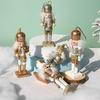 1/5Pcs 12Cm Christmas Soldier Cartoon Puppet Christmas Tree Pendant Wooden Christmas Nutcracker Ornament Sprinkled With Powder