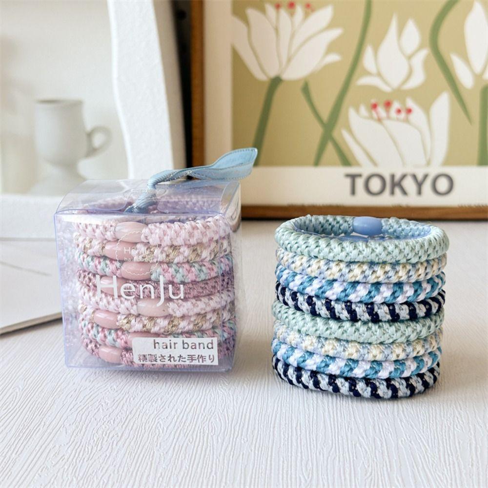 8pcs/Set Hair Tie Basic Hair Rope Set Cute Hair Ring Colorful Hair Scrunchies Rubber Band  Girl
