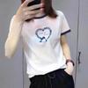 Women's High-End Color Block Letter Print Short Sleeve T-Shirt for Middle-aged and Elderly Mothers - Slimming Versatile Top
