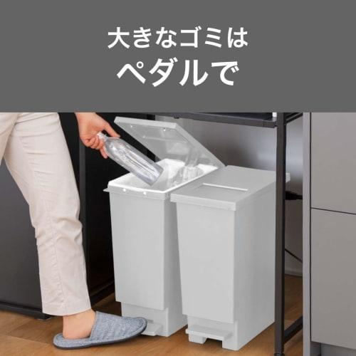 Shinki Gosei Tombo Swish Trash Can, 45 Liters, Push-Pedal Operated, Lid-Free Disposal, Charcoal Black, 26.5cm Wide x 45.5cm Deep x 55.5cm High, Made i