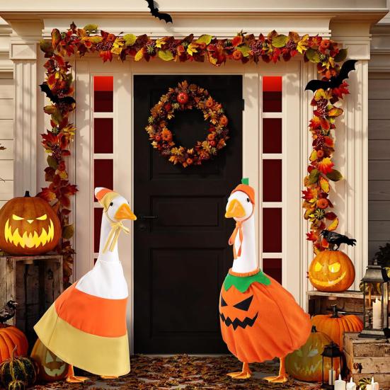 Autumn Goose Outfit Thanksgiving Halloween Christmas Goose Costume Holiday Lawn Goose Clothes for 23" Lawn Geese Porch Garden Decoration