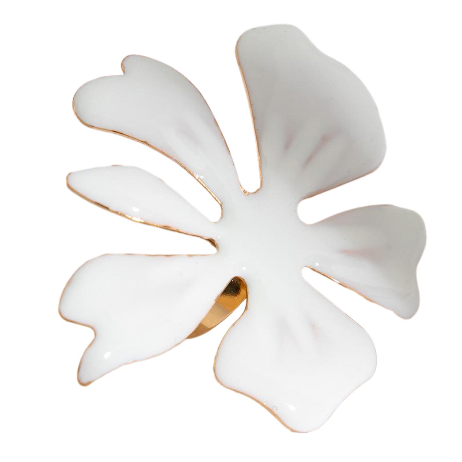 

Элегантное кольцо с большим белым цветком, регулируемое открытое кольцо на палец для женщин, преувеличенные украшения для свадеб и дней рождений A