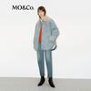 MO&Co. Winter Oversized Denim Jacket with Faux Fur Collar