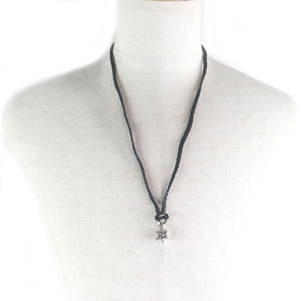 Great CHROME HEARTS Necklace Tiny Leather Blade Scroll Boro Chip Star Used