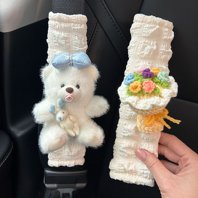 Car Seatbelt Shoulder Pad Anti-Neck-Strangling Cartoon Cute High-End Car Interior Decoration Car Child Protection Cover for Women