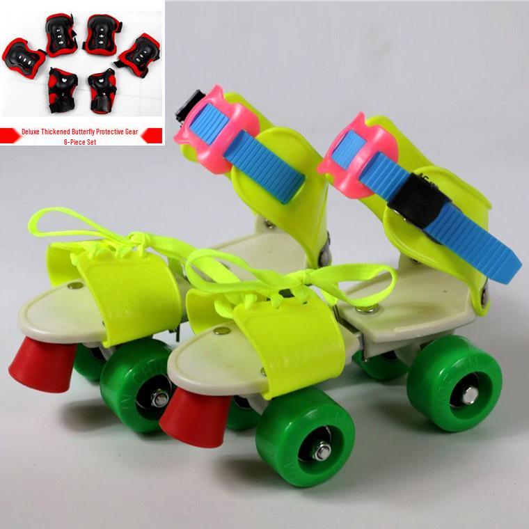 Children's Double-Row Four-Wheel Roller Skates with Protective Gear