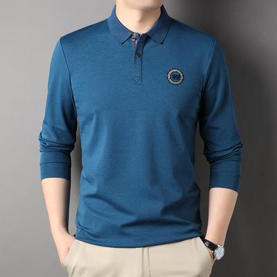 Camiseta de Manga Larga Nueva para Hombre de Primavera y Otoño Camiseta de Solapa para Hombre Moda Estilo Coreano