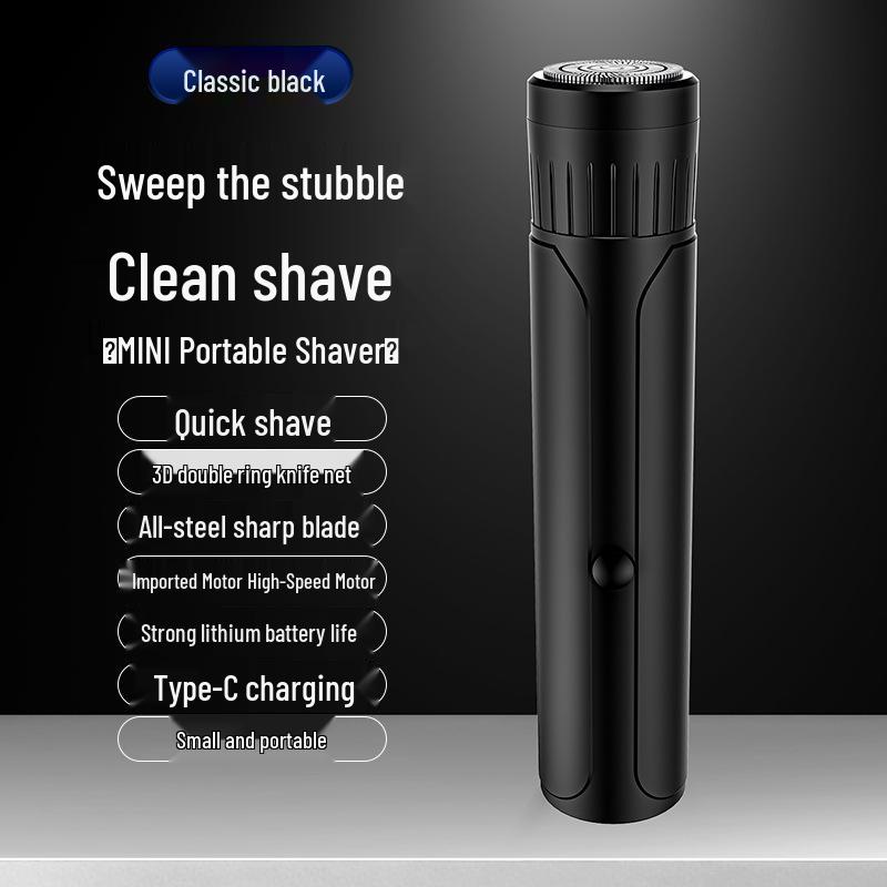 Men's Mini Portable Electric Shaver: Silent, Smart, Anti-Pinch Steel Razor for Travel