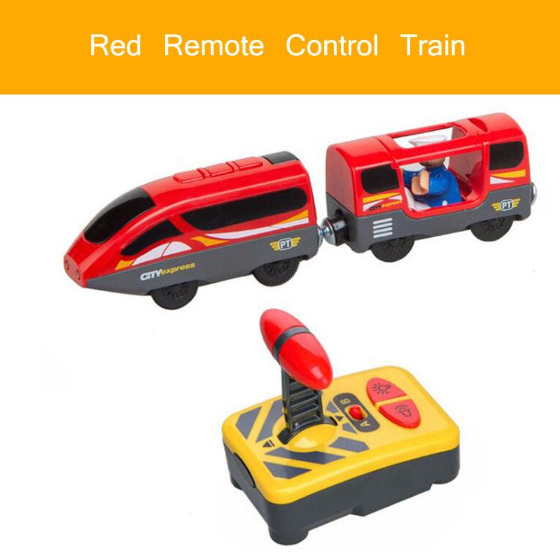Wooden RC Train Railway Accessories Remote Control Electric Train Magnetic Rail Car Fit For All Brands Train Track Toys For Kids