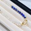 Natural Freshwater Pearl White Crystal Lapis Lazuli Design Sense Necklace Collarbone Chain Sweater Chain