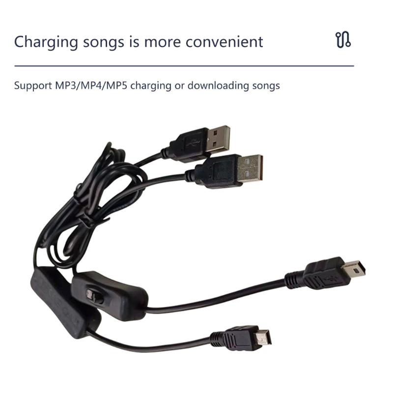 USB Charging Data Switches Cable, USB To Mini USB Charge Cable with ON/Off Switches for Hard Drive Camera Tablet Phone