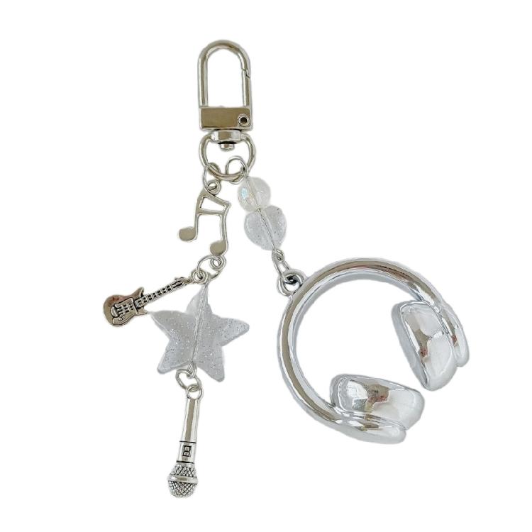 Vibrant Headphone Charm Keychain Keyring Phone Chain Featuring Musical Notes For Birthday Presents and Decorations