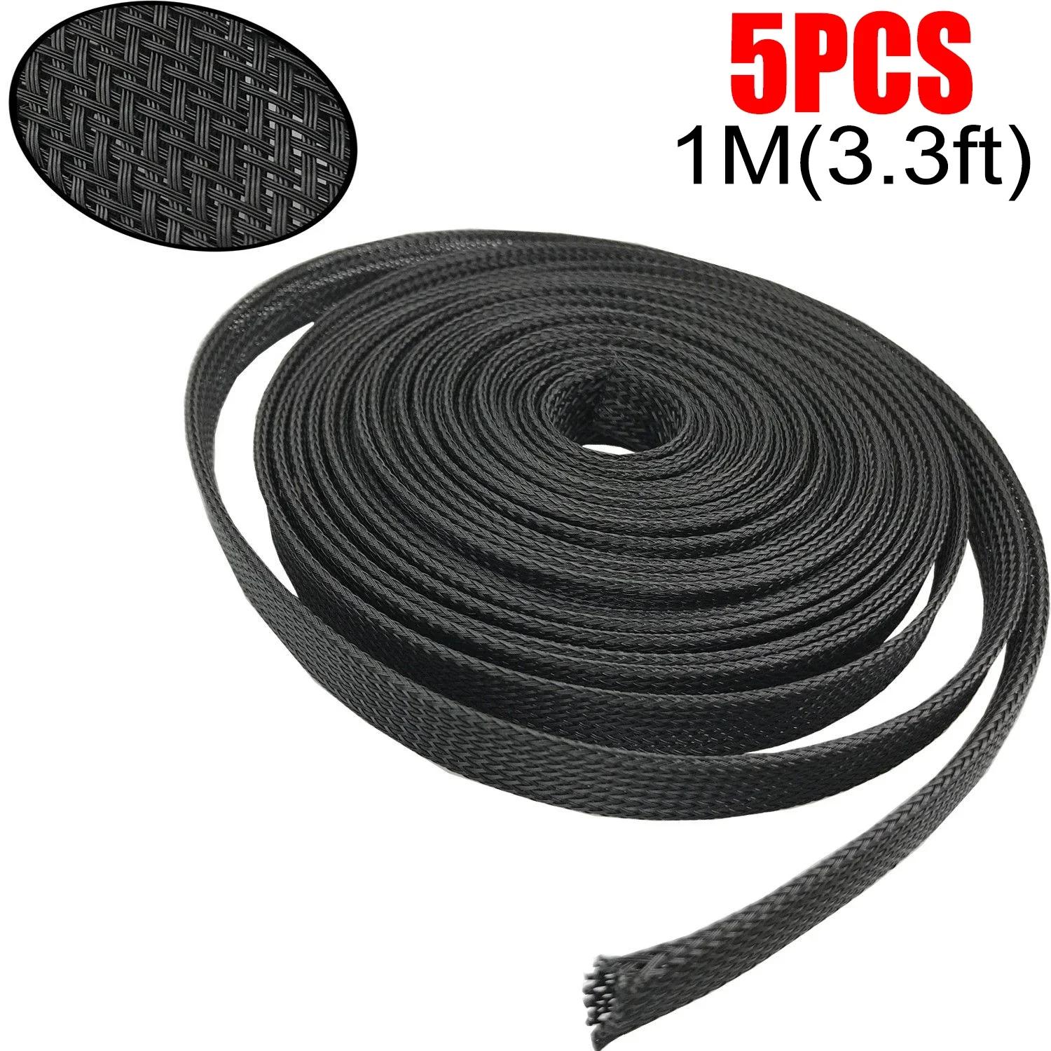 

1 м плетеный рукав для управления кабелем, защитный шнур, трубка для жгута проводов для телевизора/компьютера/домашнего кинотеатра/моторного отсека, сетка для обмотки шнура