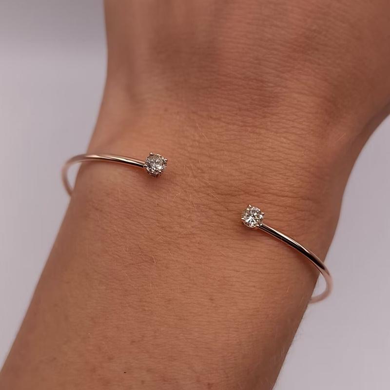 

Anziw 5mm Moissanite Bangle Cuff Real 925 Sterling Silver Bracelet for Women Hand Opening Cuffs Fine Jewelry Gifts