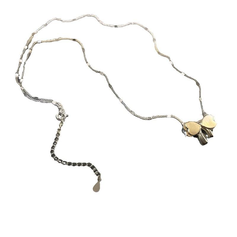 

Ожерелье с двухсторонним кулоном в виде банта для женщин, цепочка на ключицу, темперамент, модный бант из ракушек, новый стиль