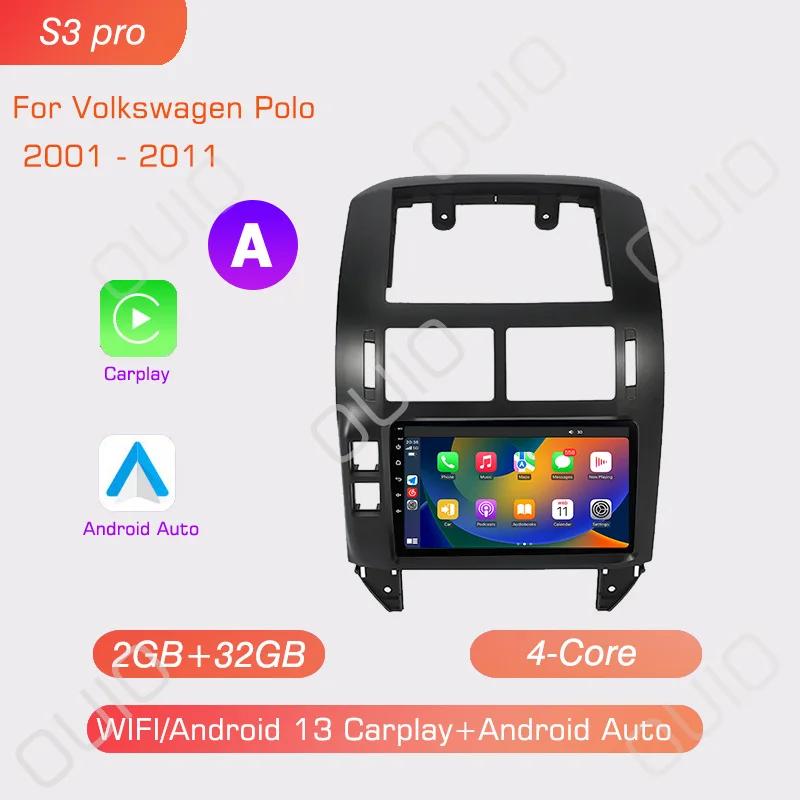 Android 13 Carplay Radio For Volkswagen Polo Mk4 IV 2001-2009 Car Stereo Multimedia Player Android Auto GPS Navigation 2DIN DSP