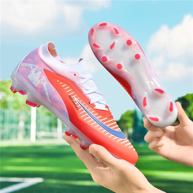 New Men's Soccer Shoes High-Top Soccer Cleats Outdoor Breathable Athletic Professional Spikes Youth Boys Football Shoes Unisex
