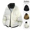 Stylish Patchwork Color Block Winter Cotton Jacket - Warm, Loose, Comfortable Stand Collar Coat.